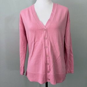 TALBOTS V-Neck Cardigan in Bubble Gum Pink